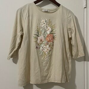 LC Waikiki Grace Cream Floral Print Top Size L